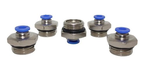 Kit 05 Conexão Reta Pneumática Macho Rosca 1/2x Tubo 6mm Bsp