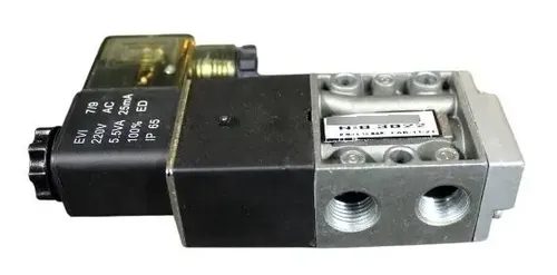 Válvula Pneumática Solenoide 3/2 Vias Retorno Mola 1/4 220v