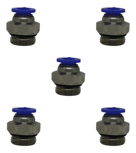 Kit 05 Conexão Reta Pneumática Macho Rosca 3/8x Tubo 8mm Bsp