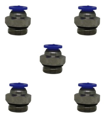 Kit 05 Conexão Reta Pneumática Macho Rosca 3/8x Tubo 8mm Bsp