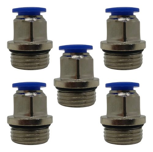 Kit 5 Conexões Pneumática Reta Macho 1/2x10 Bsp
