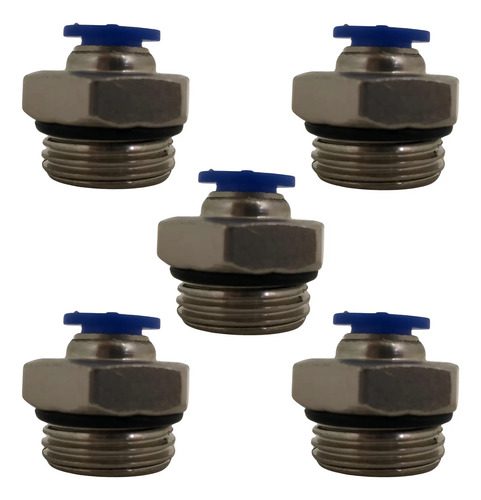 Kit 5 Conexões Pneumática Reta Macho 1/2x08 Bsp