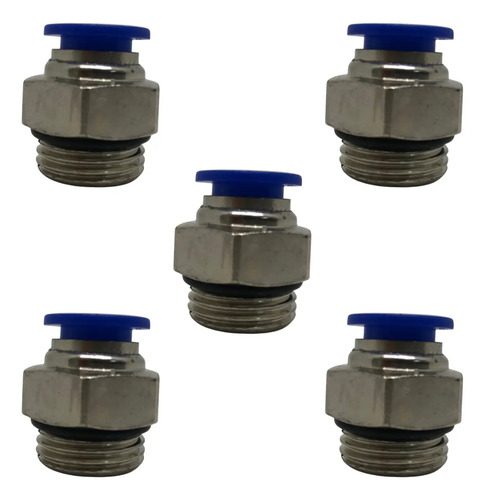 Kit 5 Conexões Pneumática Reta Macho 1/2x12 Bsp