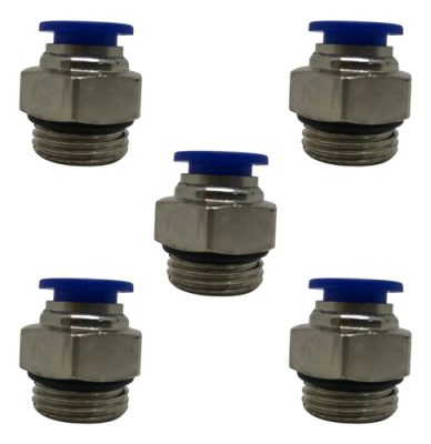 Kit 5 Conexões Pneumática Reta Macho 1/2x12 Bsp