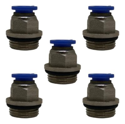 Kit 05 Conexão Reta Pneumática Macho Rosca 3/8x Tubo 8mm Bsp