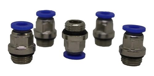 Kit 5 Conexões Pneumática Reta Macho 1/4x06 Bsp