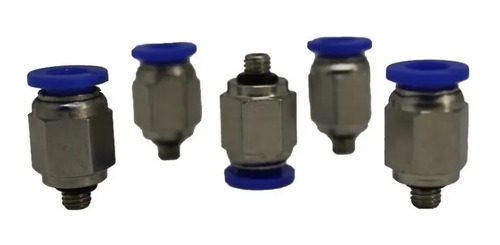 Kit 5 Conexão Pneumática Instantânea Reta Macho Rosca M5x4mm